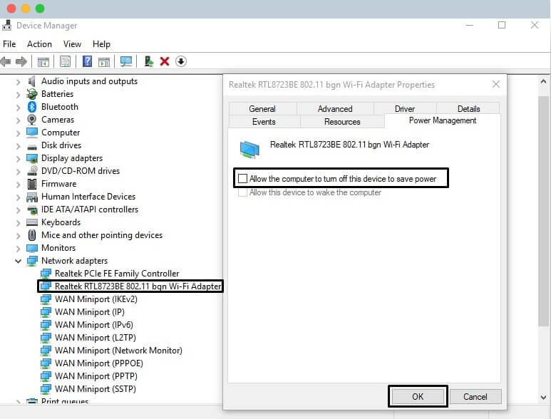 WiFi Adaptor Power Management