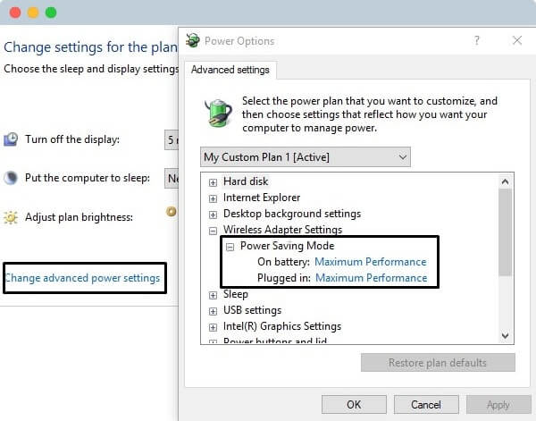 Wireless Adapter Power Saving Mode