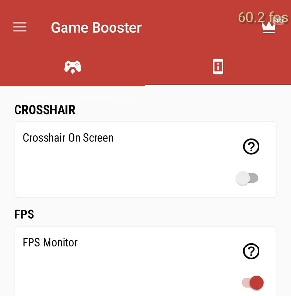 Enable FPS Monitor on Game Booster App