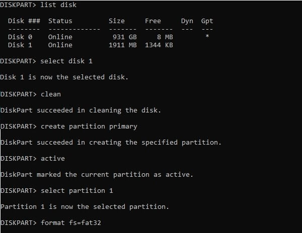 Format SD Card using CMD