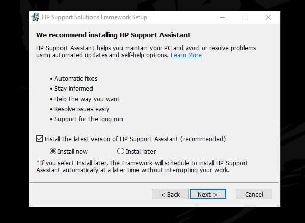 HP Support Solutions Framework