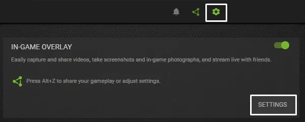In game Overlay Settings NVIDIA Geforce