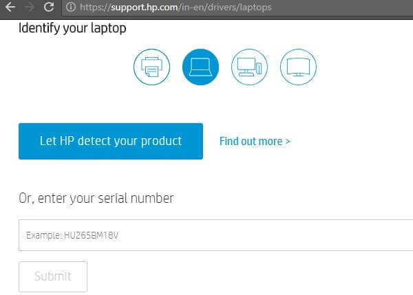 Let HP detect your product