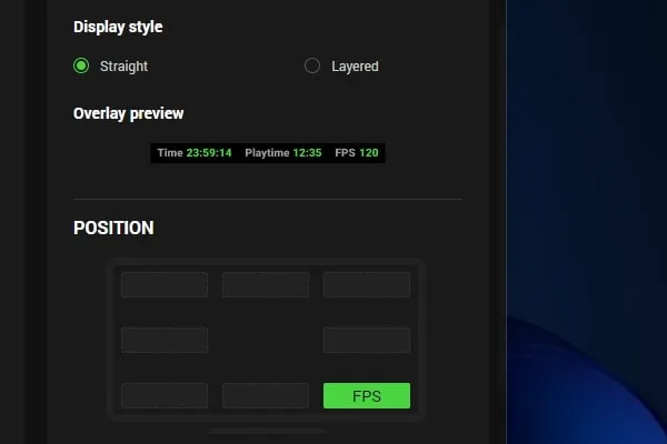 Set FPS Position in Razer Cortex