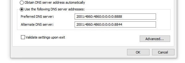 IPv6 Google DNS