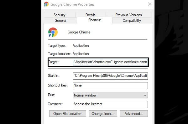 Ignore certificate error to fix Your Connection is Not Private