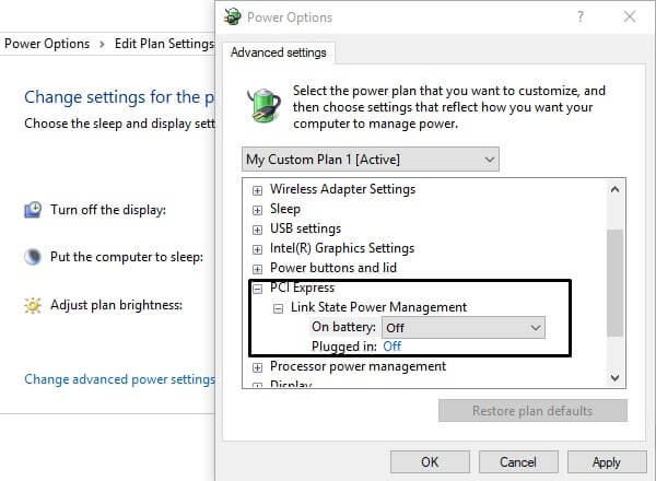 Ethernet Unidentified Network - PCI Express Power Options