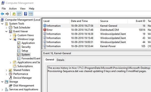 Windows Error Logs