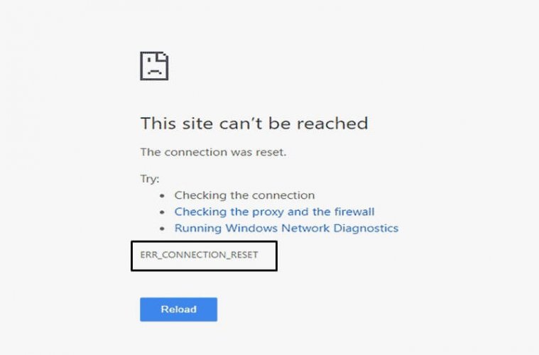 chrome connection was reset