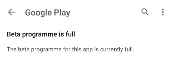 Beta Program is full