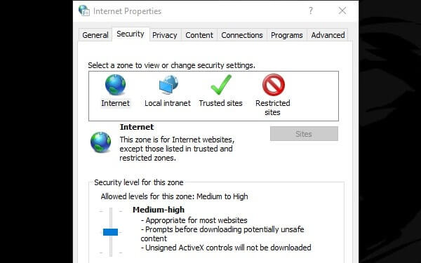 Internet Security Level