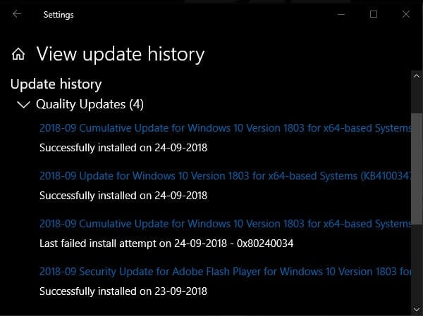 View Update History