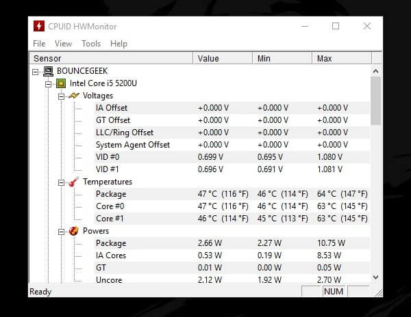 CPUID HWMonitor