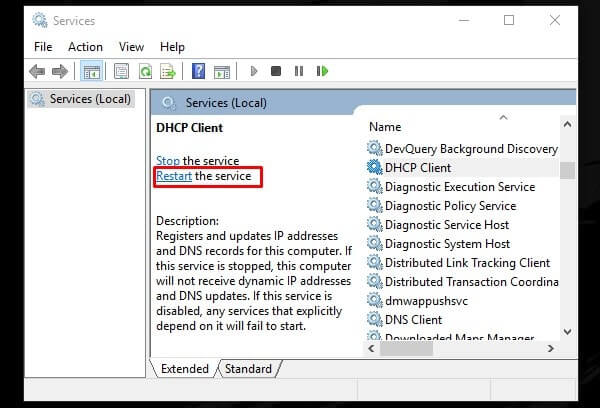 Restart DHCP Client