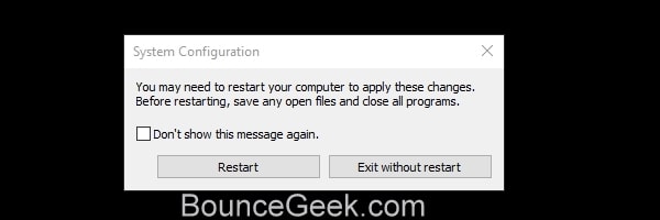 System Configuration - Restart Windows