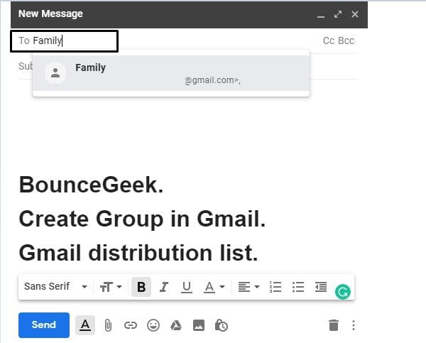 Compose Email using Gmail Mailing List