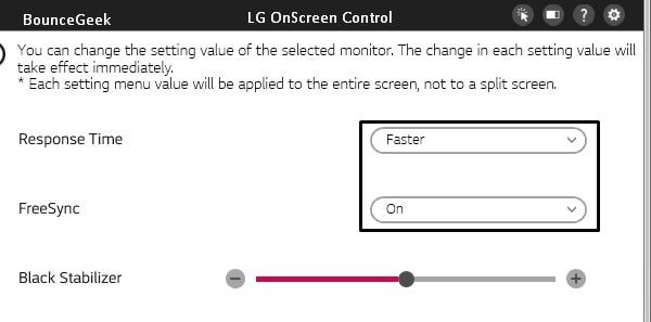 LG OnScreen Control - Increase Response Time