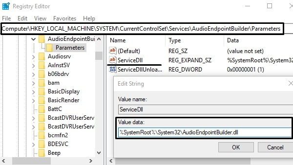 Modify Audio Registry Value Data