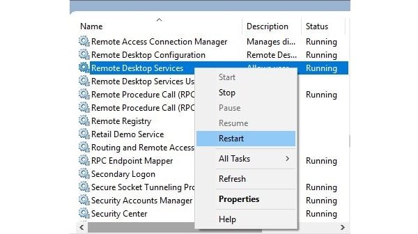 Restart Remote Desktop Services