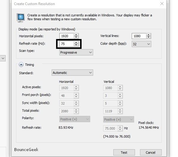 Set Custom Refresh Rate