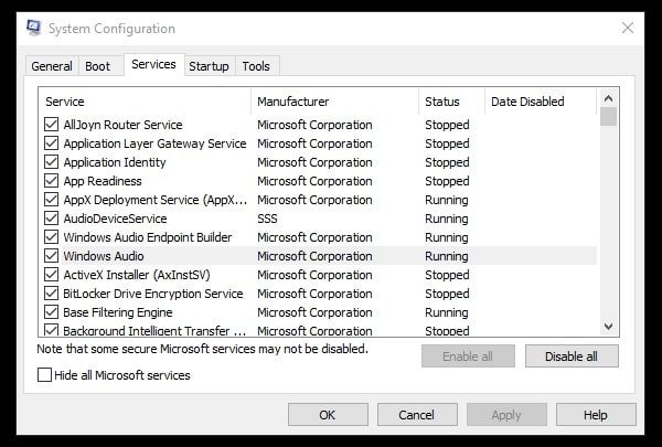 System Configuration Services