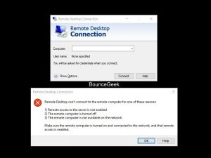 Fix - Windows 10 Remote Desktop Not Working or Connecting. - BounceGeek