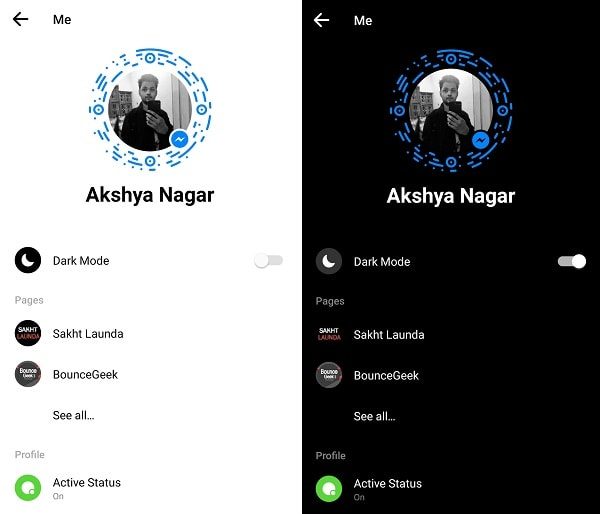 Dark Mode in Messenger