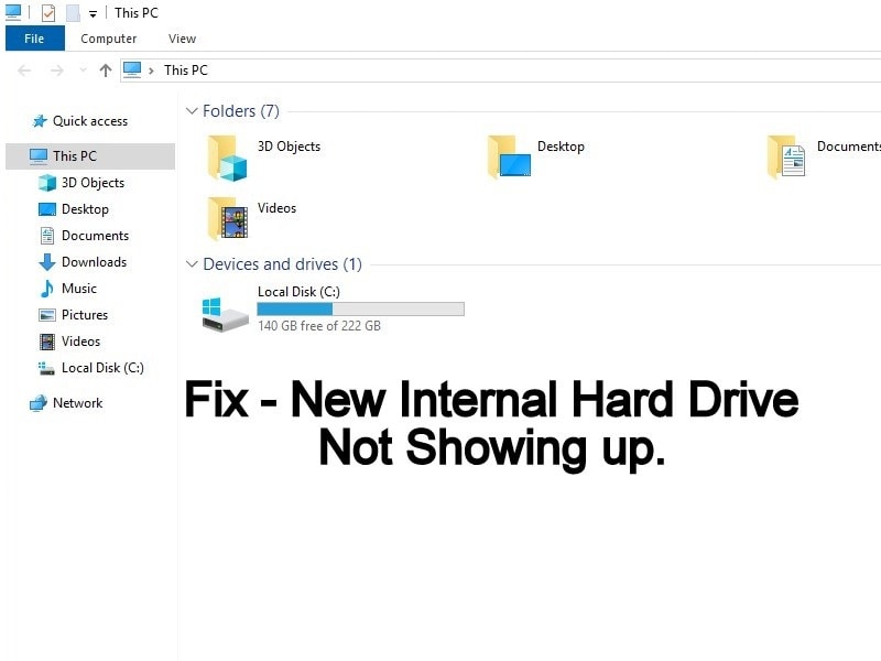 New Internal Hard Drive not showing up