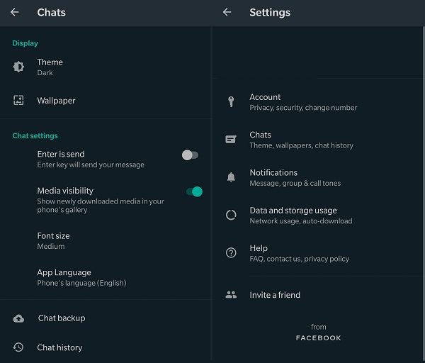 WhatsApp Dark Mode in Beta Version 2.20.13