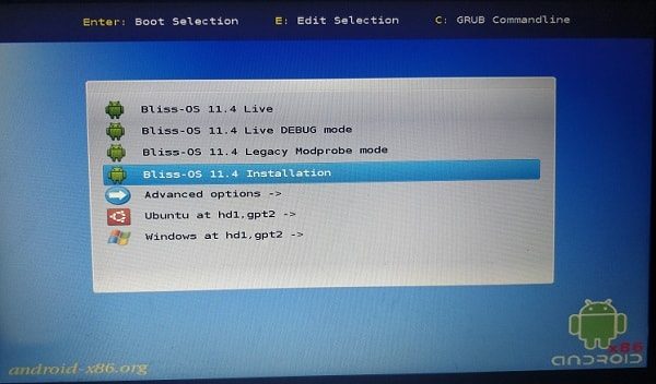 Bliss OS Installation