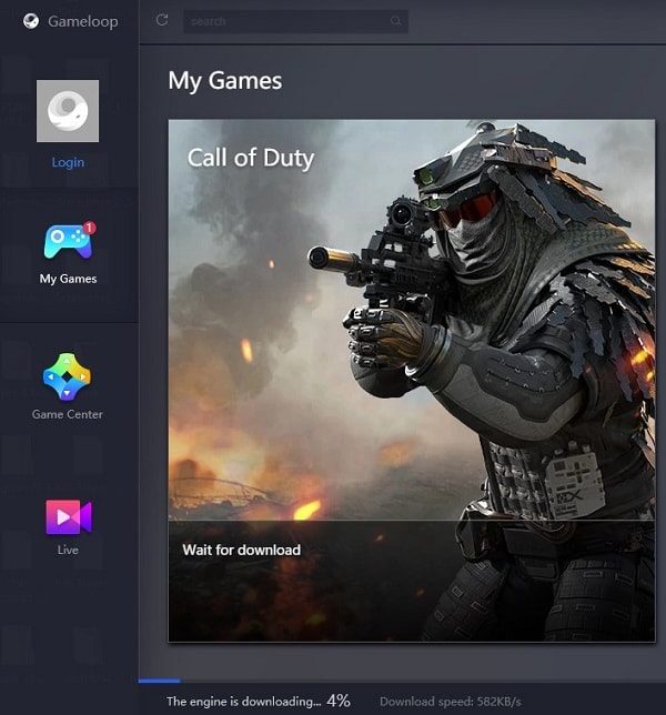 Gameloop Engine is downloading