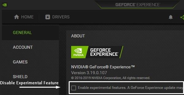 Disable Experimental Feature to fix pubg stuck on loading screen