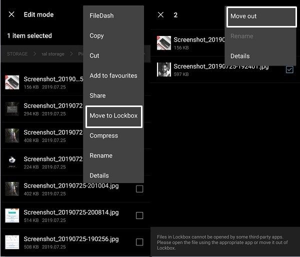 Hide Files in Lockbox - OnePlus