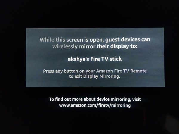 Mirroring Screen of Fire TV Stick