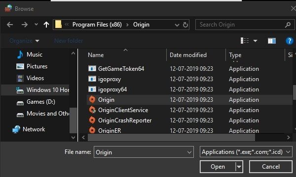 Add Origin in Windows Defender Firewall