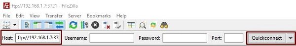 FileZilla Enter FTP Details of FireStick
