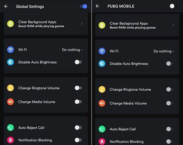 Gaming Mode - Global Settings