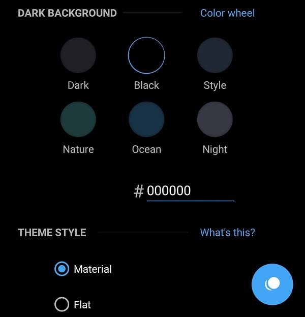 Dark Background and Material Theme Style