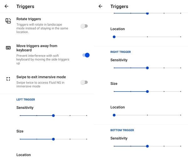 Fluid NG App Triggers - Navigation Gestures