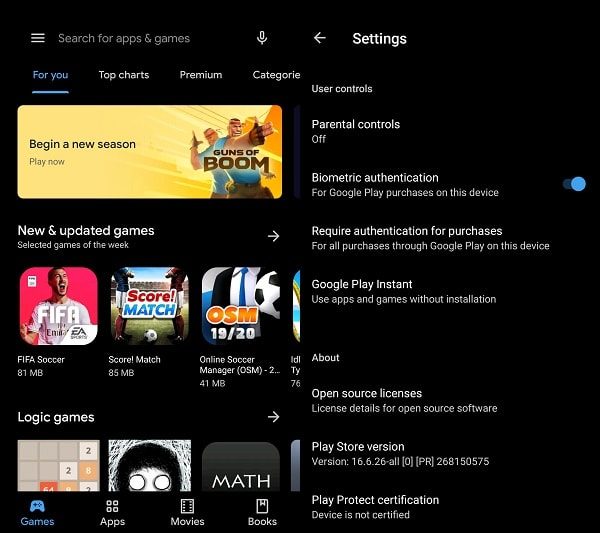 Google Play Store Dark Mode