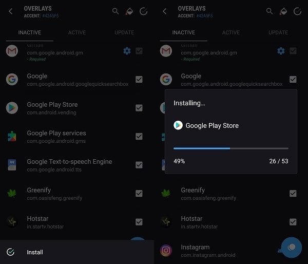 Install Play Store Dark Theme Overlays