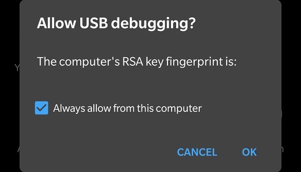 Allow USB Debugging Permission