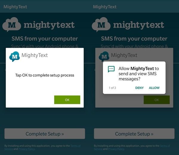 MightyText Permission