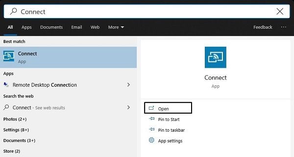 Open Windows 10 Connect App