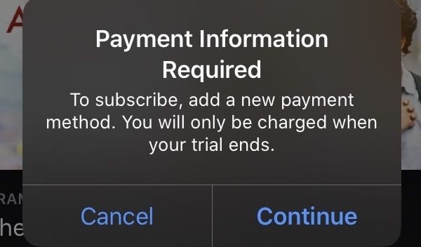 Add Payment Information - Apple TV+ Subscription