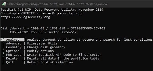 Analyse and Search lost partition