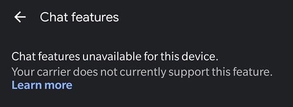 Chat Features unavailable for this device