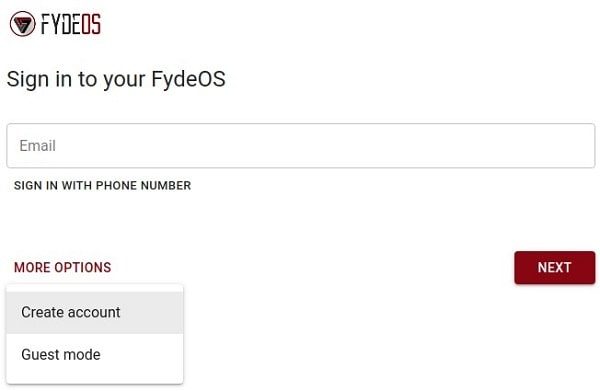 Create Fyde OS Account