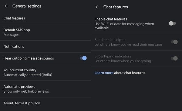 Enable RCS Messaging on Android - Char Features