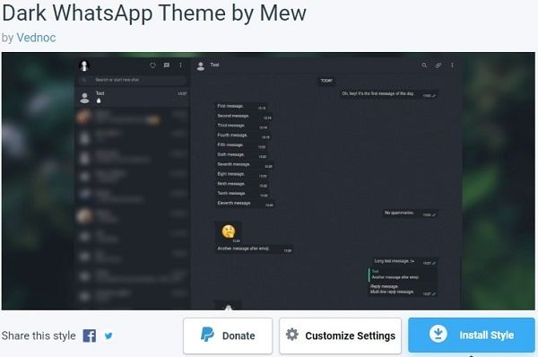 Install Dark WhatsApp theme - Stylus